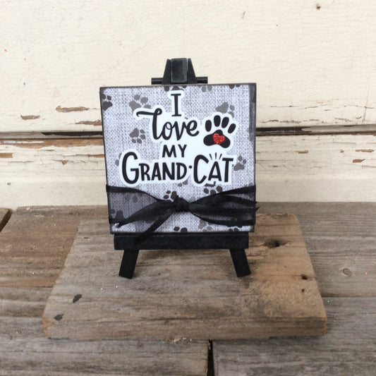 AGD Pet Gift - I Love My Grand Cat Easel Display