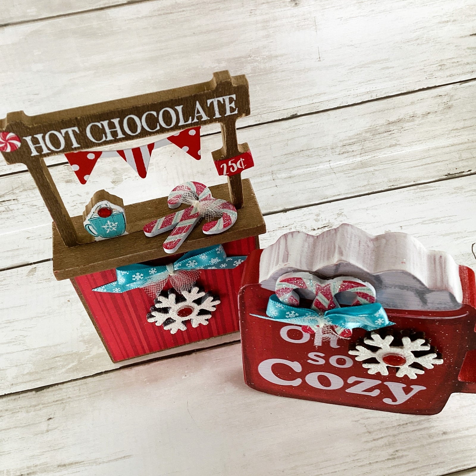 AGD Christmas Decor - Cozy Mug Hot Chocolate Booth Tier Tray 2pc