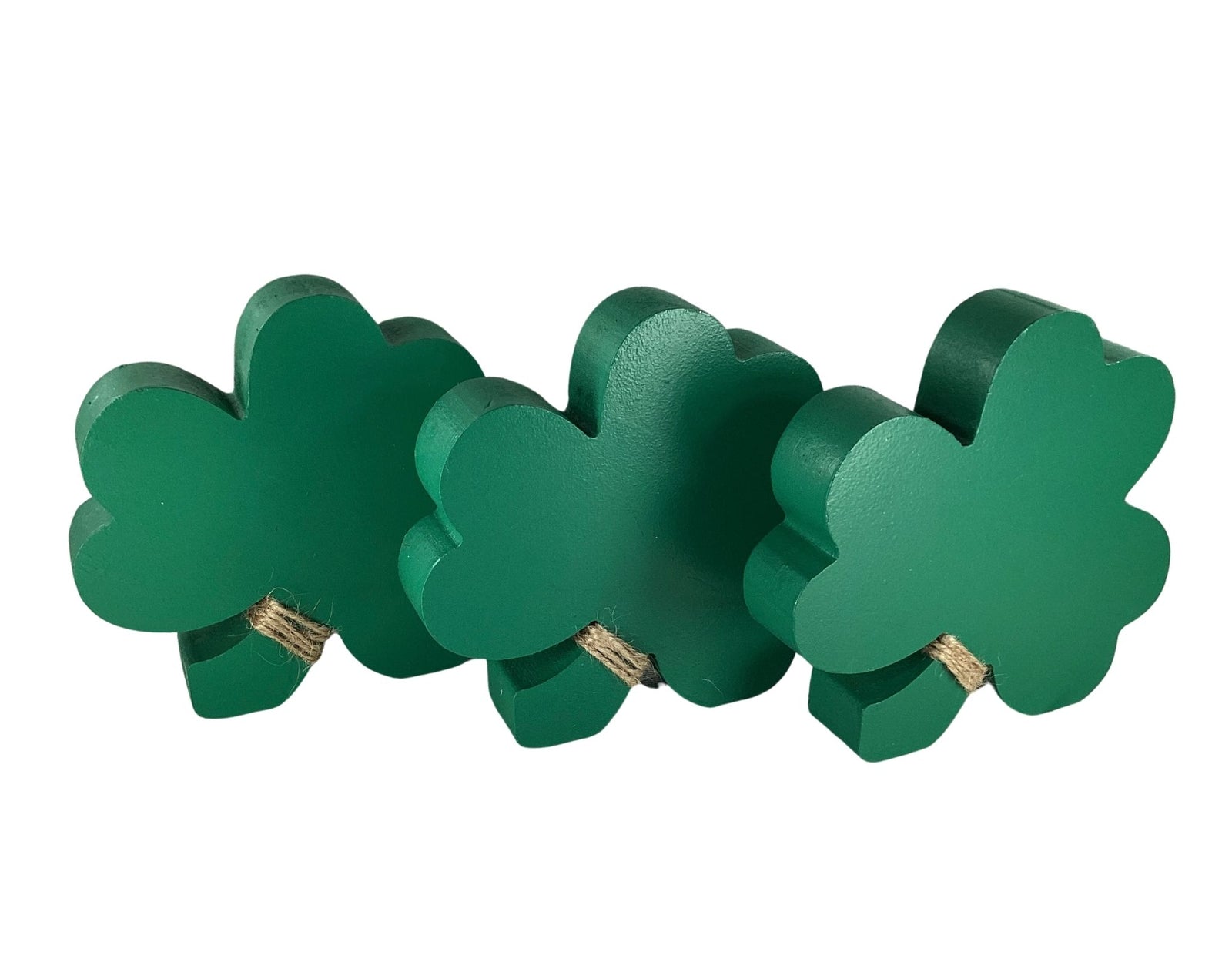 AGD Saint Patrick Decor - Chunky Wood Shamrock Sitter 3pc Set