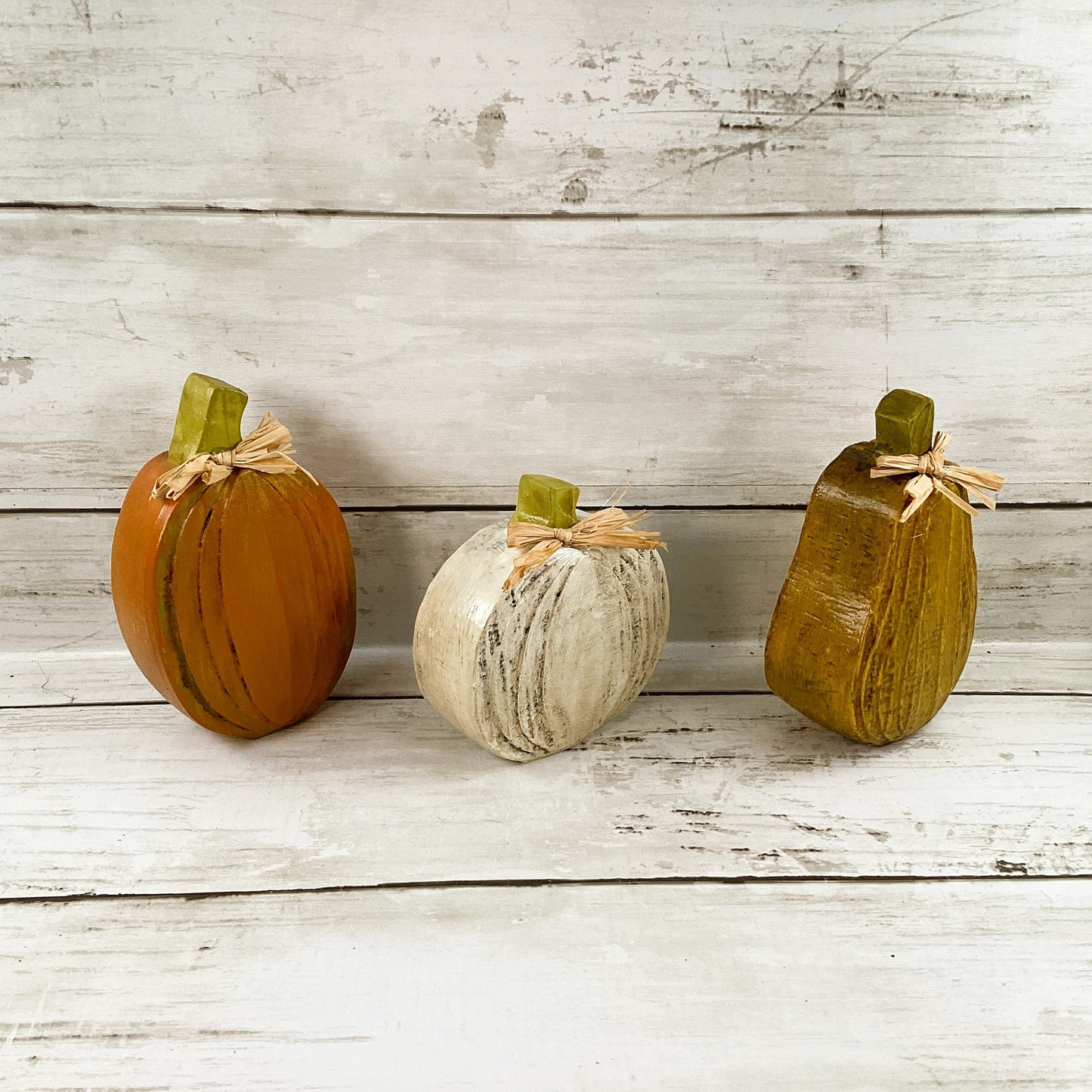 Fall Decor - Resin Orange White Yellow Farmhouse Pumpkins 3pc