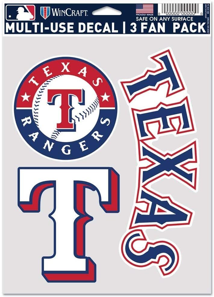 WinCraft Decals - Texas Ranger Baseball Decal Stickers 4 sets
