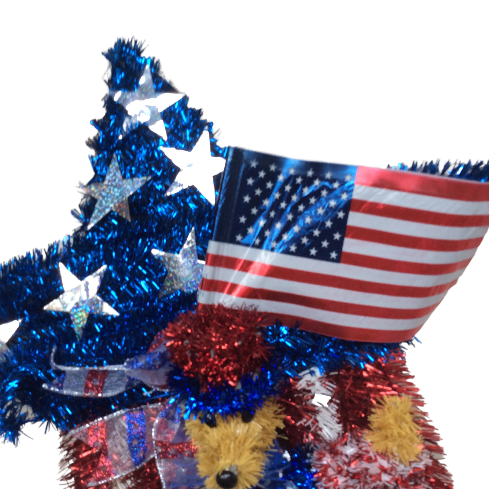 AGD Patriotic Decor - Uncle Sam Liberty Dog Tinsel Star Wreath