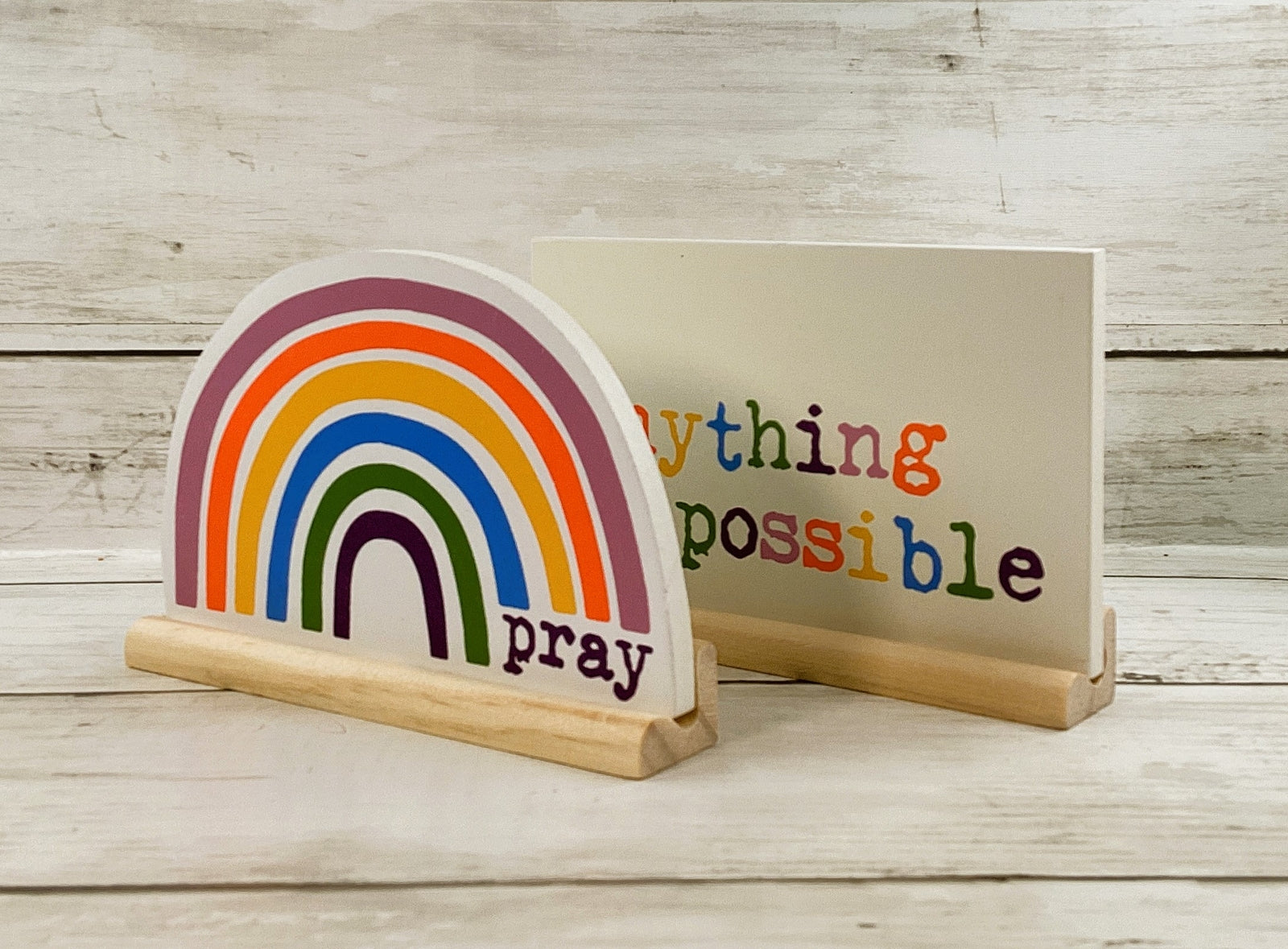 AGD Summer Decor - Inspiration Faith Pray Anything Possible Rainbow 2pc