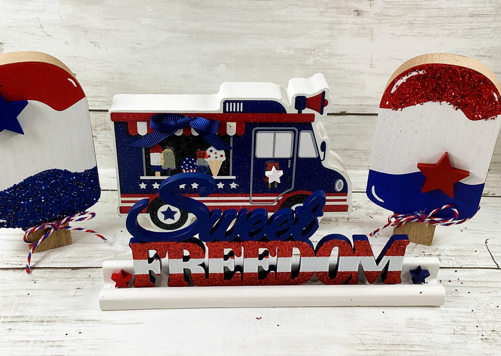AGD Patriotic Decor - Popsicle Ice Cream Truck Sweet Freedom 4pc