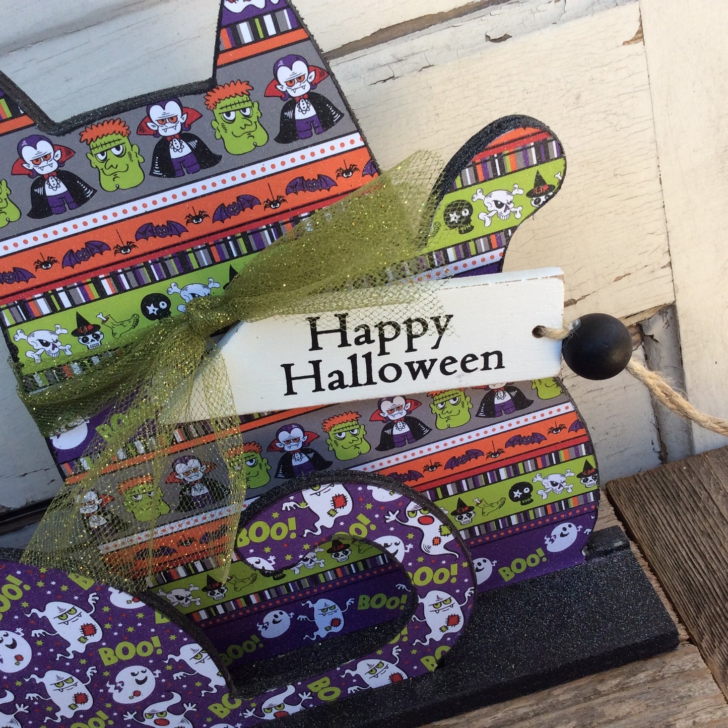 AGD Halloween Decor - Modern Prim Wood Trio Cat Tabletop Decor