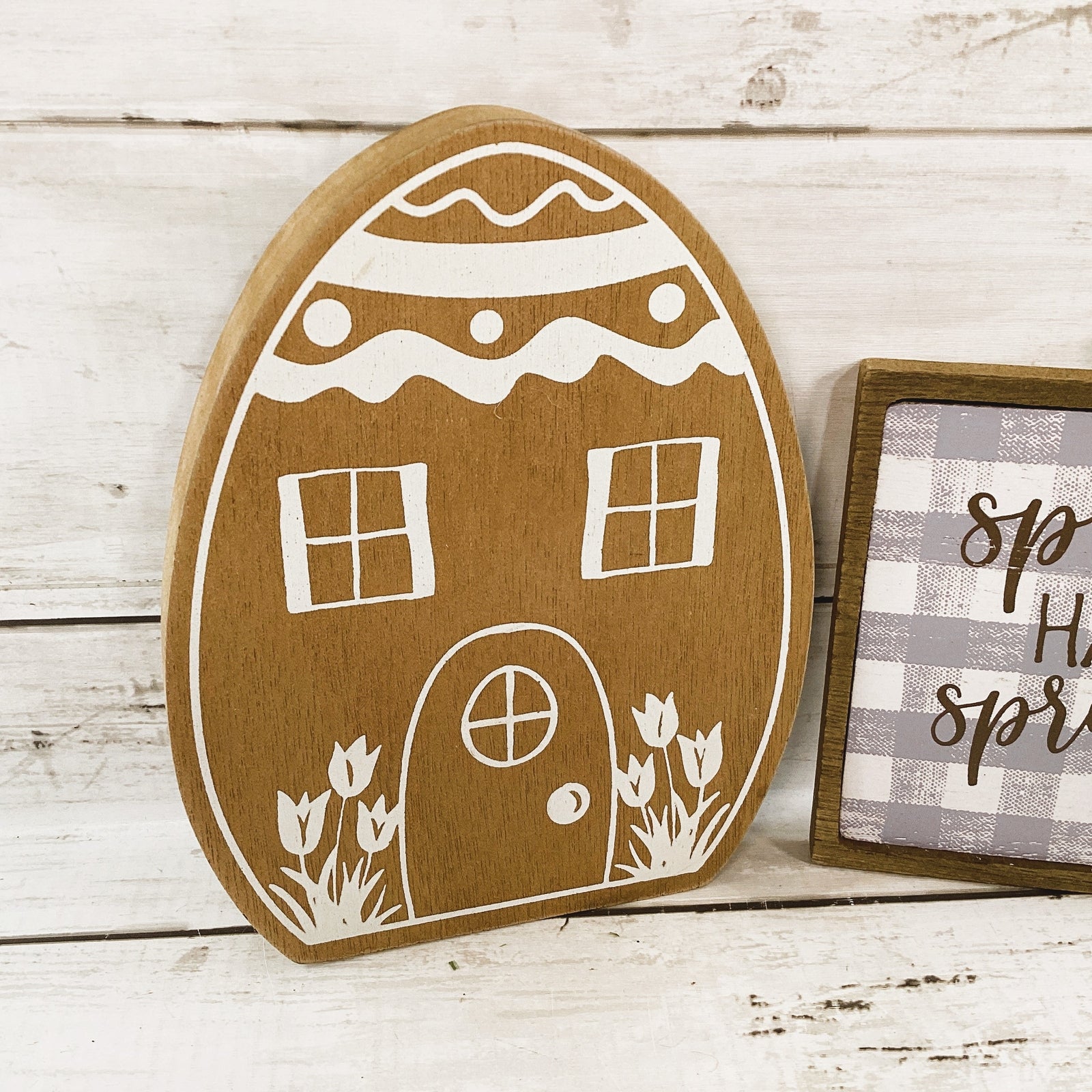Easter Decor - Spring Has Sprung Ornamnet Egg House 2pc