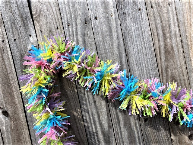 AGD  Spring Decor - Pink Yellow Green Blue Lighted Tinsel Garland 13ft