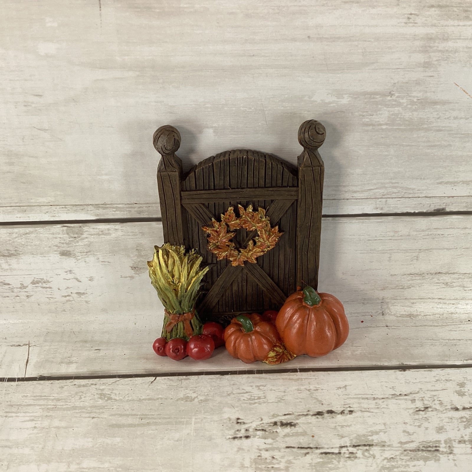 Darice Fall Decor - Resin Mini Fairy Garden Gate Corn Stalks Pumpkin
