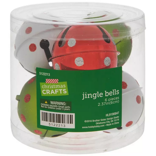 HL Craft Supply - Whimsy Red Green White Polka Dot Bells 6pc Set