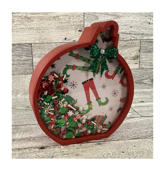 AGD Christmas Decor - Ornament Elf Elves Legs Chunky Wood Snow Shaker