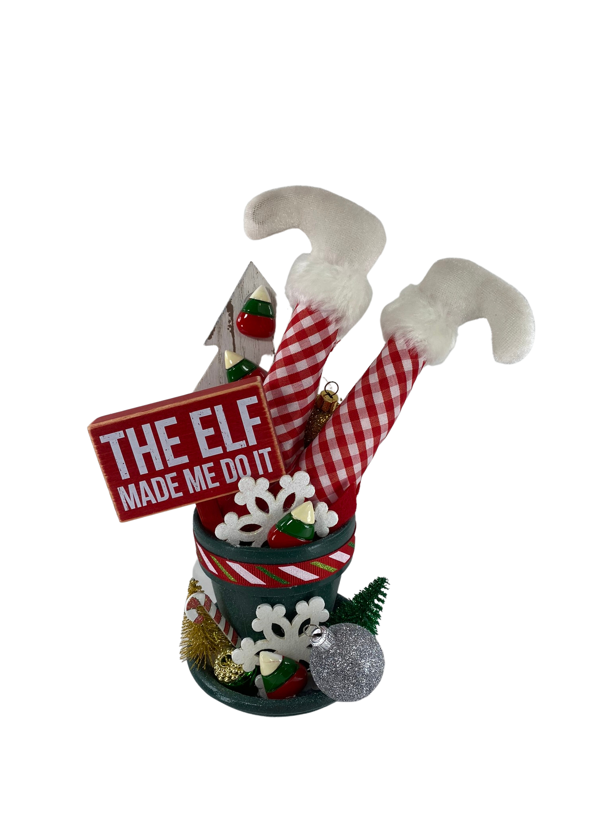 AGD Christmas Decor - Elf Made Me Do It Filled Clay Pot Display