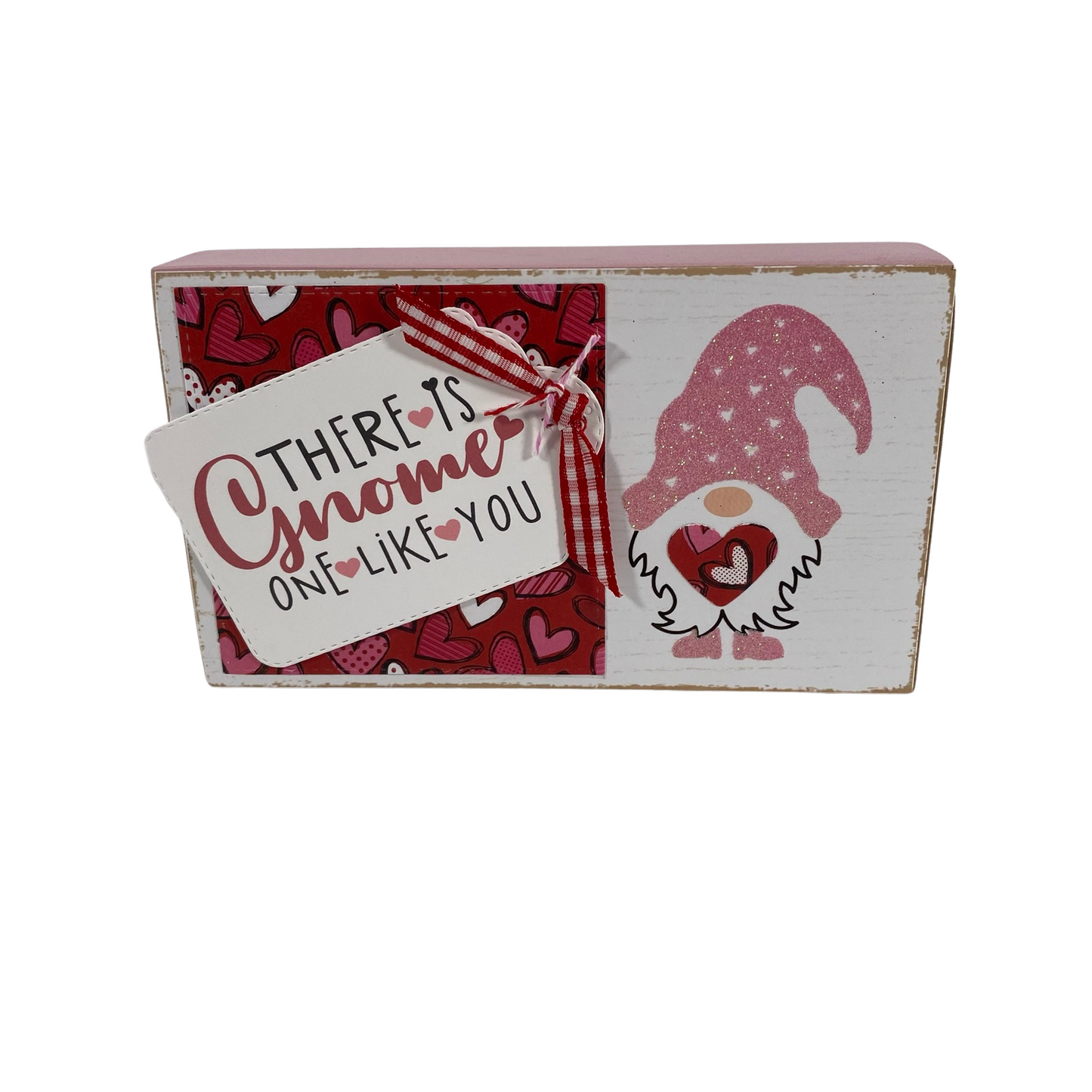 AGD Valentines Decor - Lena Fabric Gnome One Like You Box Sign 2pc