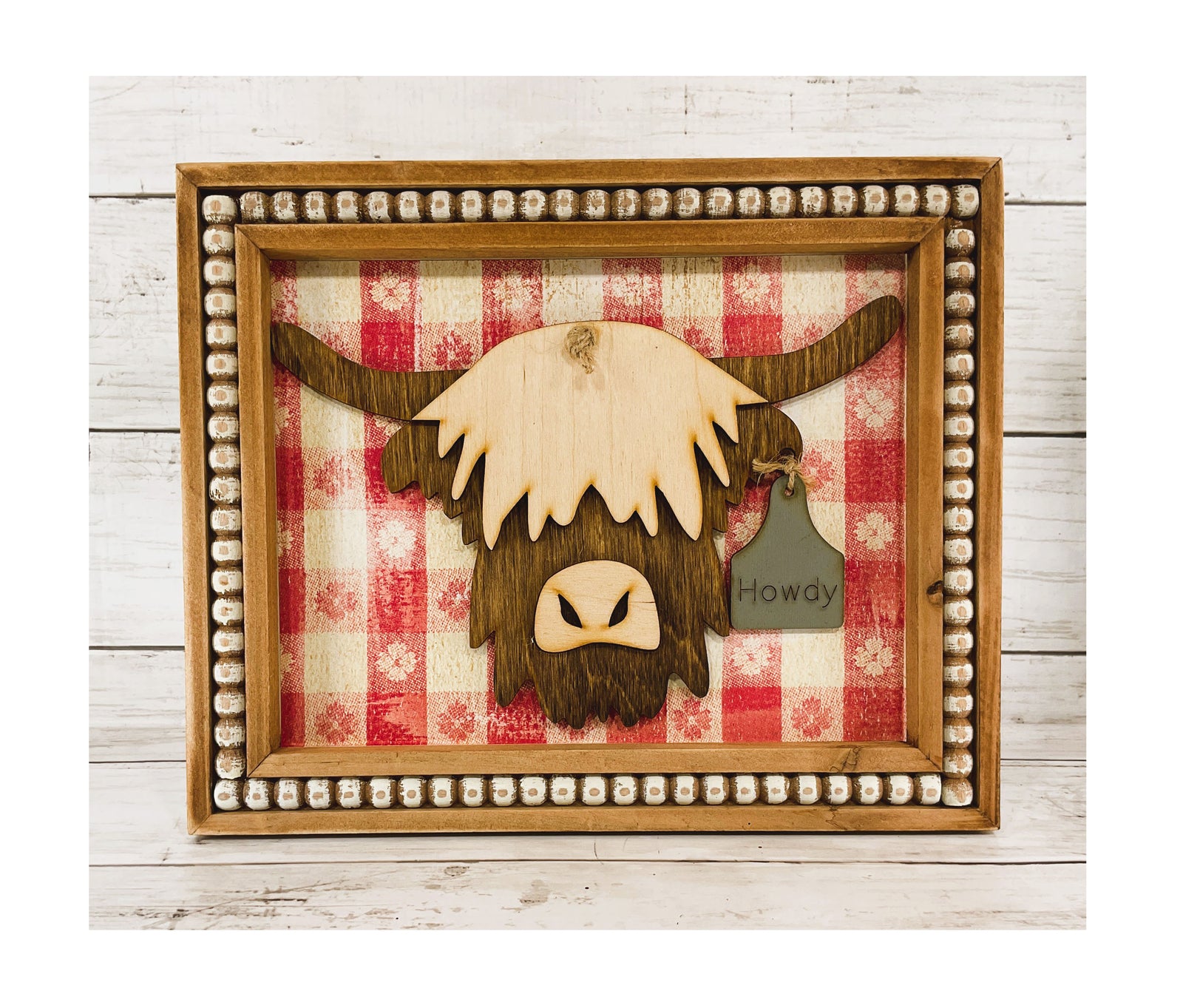 AGD Fall Decor - Western Howdy Highland Cow Head Easel-back Sign