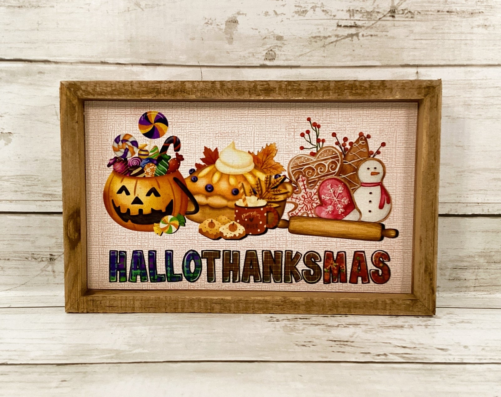 AGD Fall Decor - Multi Seasons Happy Hallothankmas Box Sign