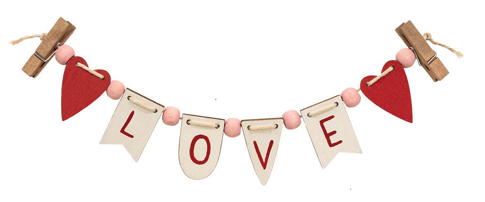 CWI Valentines Decor - L O V E Love Tier Tray Mini Small Banner Garland Clip