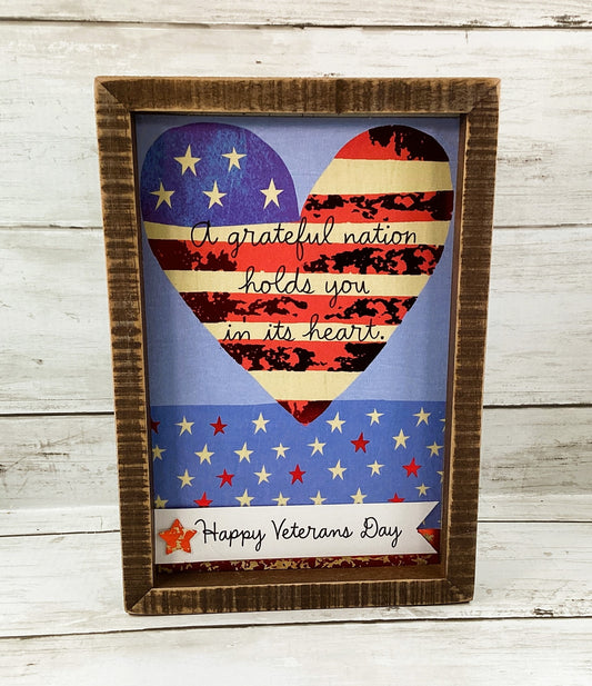 AGD Patriotic Decor - Grateful Nation For Soldier Veteran Inset Box Sign
