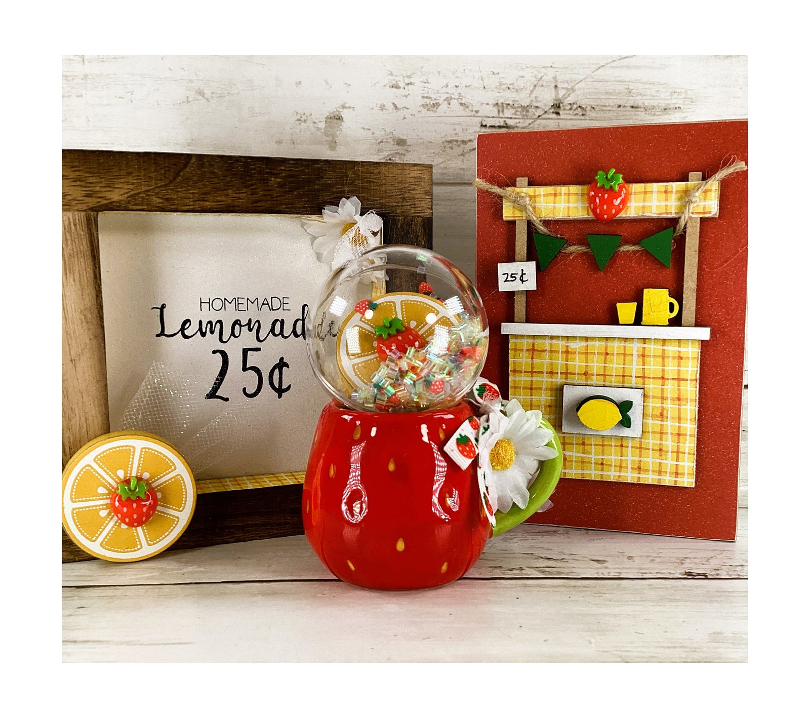AGD Summer Decor - Lemon Mini Mug Shaker Lemonade Booth 4pc Set