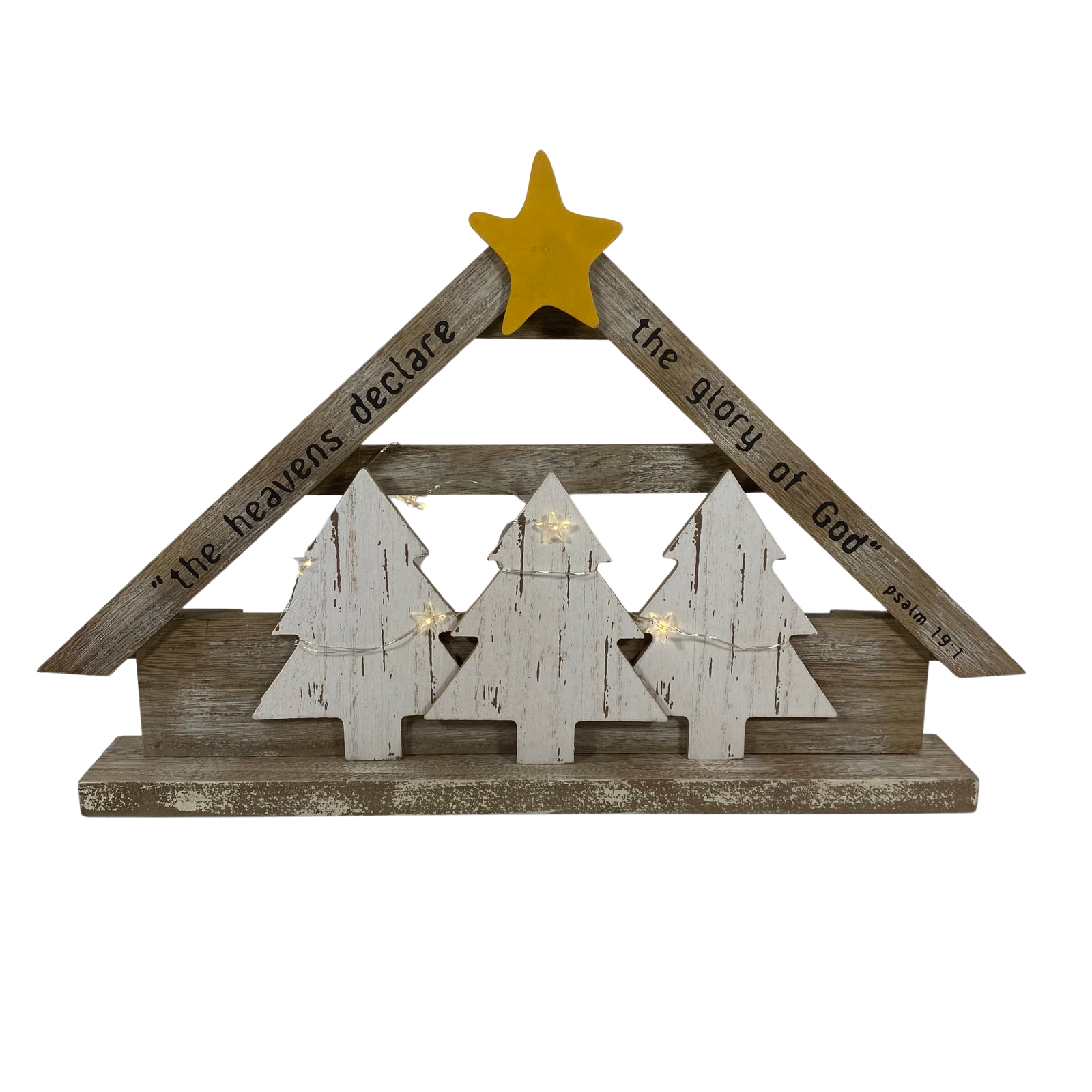 AGD Christmas Decor - Resin Children Nativity Lighted  Stable Wood Manger Set