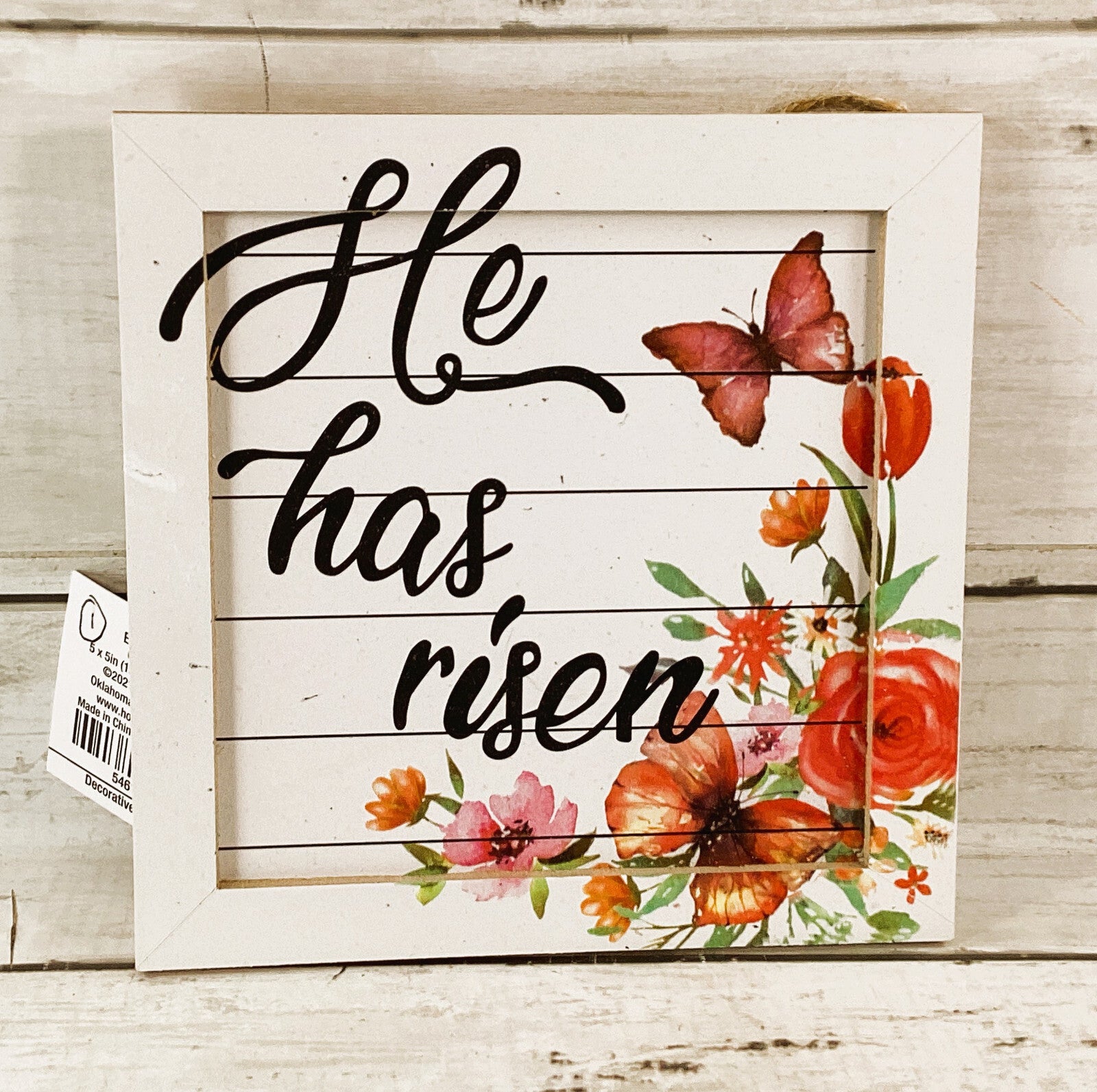 HL Easter Decor - Easter Sentiment Floral Small Ship-lap Ornament