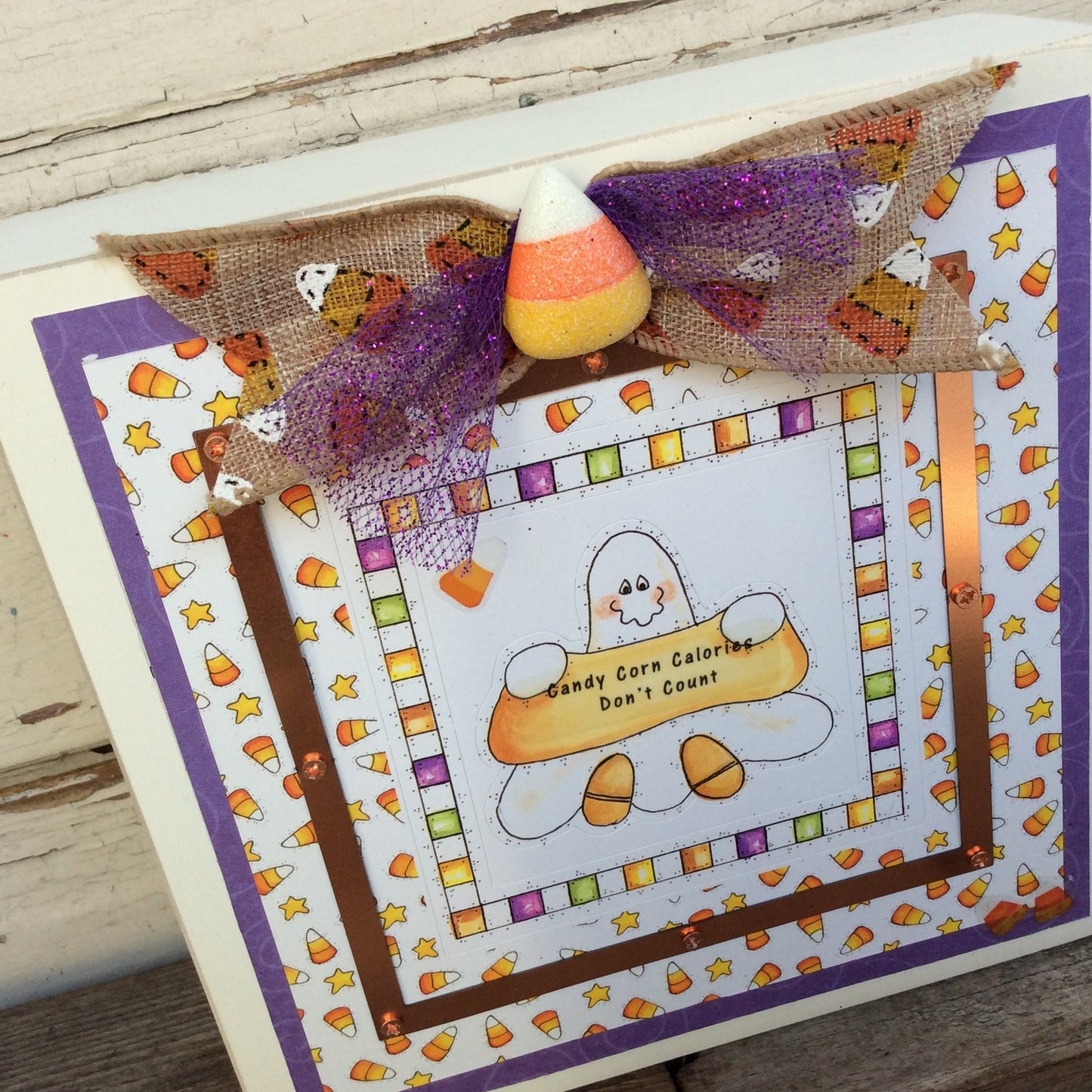 AGD Halloween Decor - Candy Corn Calories Ghost Box Sign