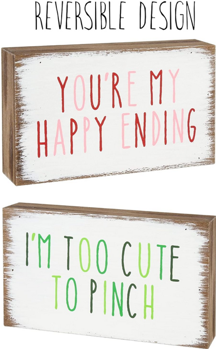 CP Valetines St Patricks Decor - Ending Pinch Reversible Sm block Sign