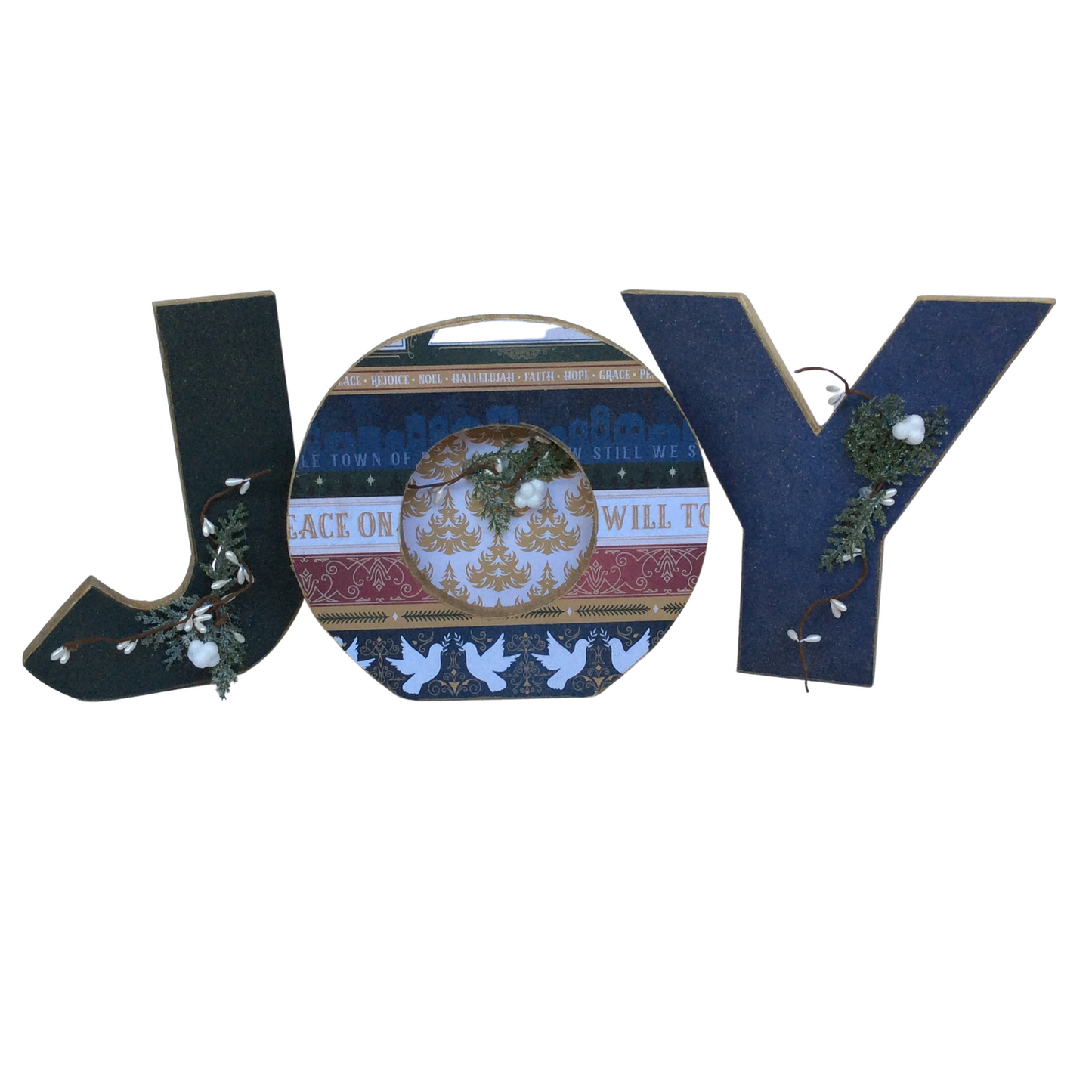 AGD Christmas Decor - Traditional Dove Chunky Joy Letters Tabletop Sign