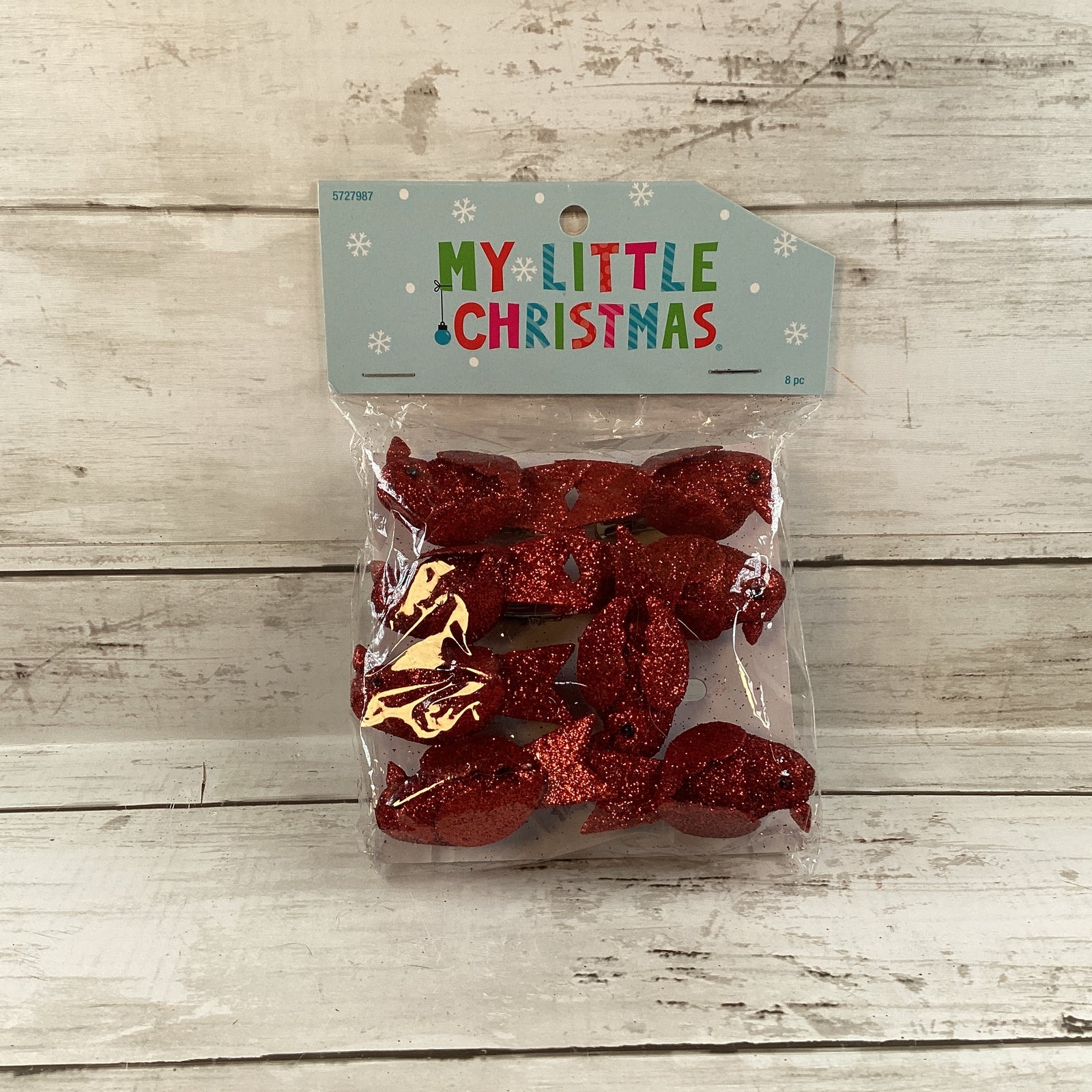 HL Christmas Decor - Mini Tree Plastic Red Glitter Cardinal Ornament 8pc