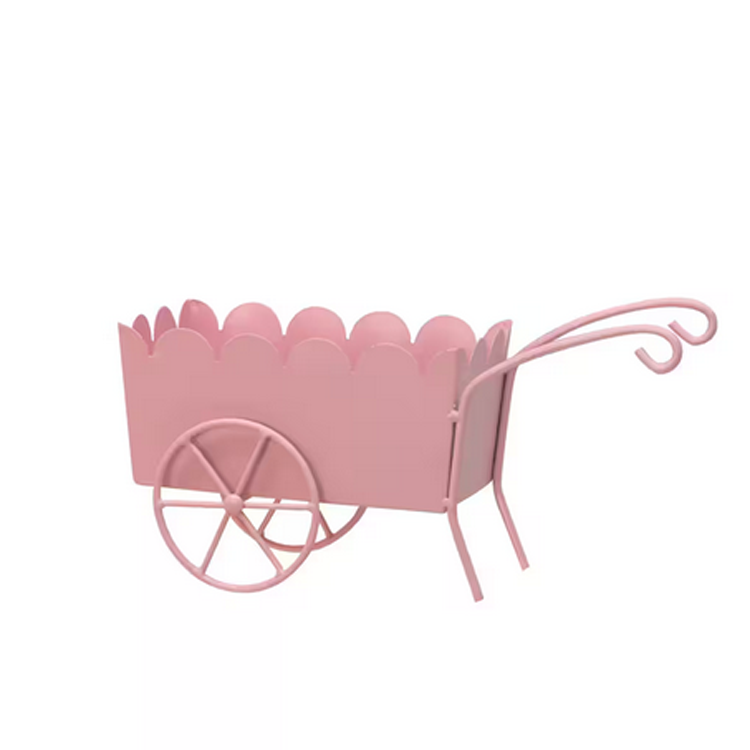 Michaels Decor Spring - Pink Scalloped Metal Cart 12-inch