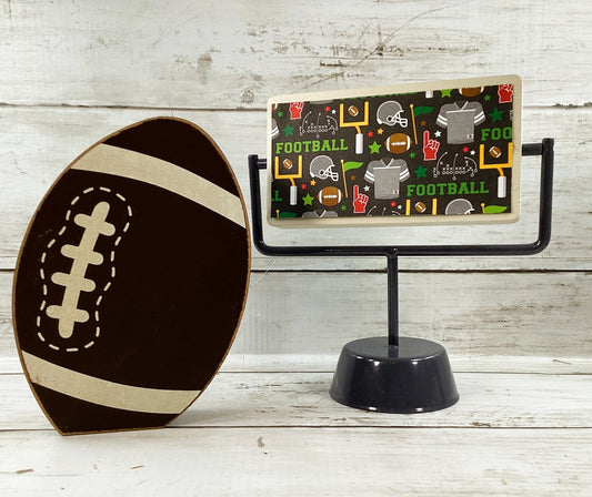AGD Fall Decor - Football Touchdown Reversible Goal Post Sign Tier Tray 2pc Set