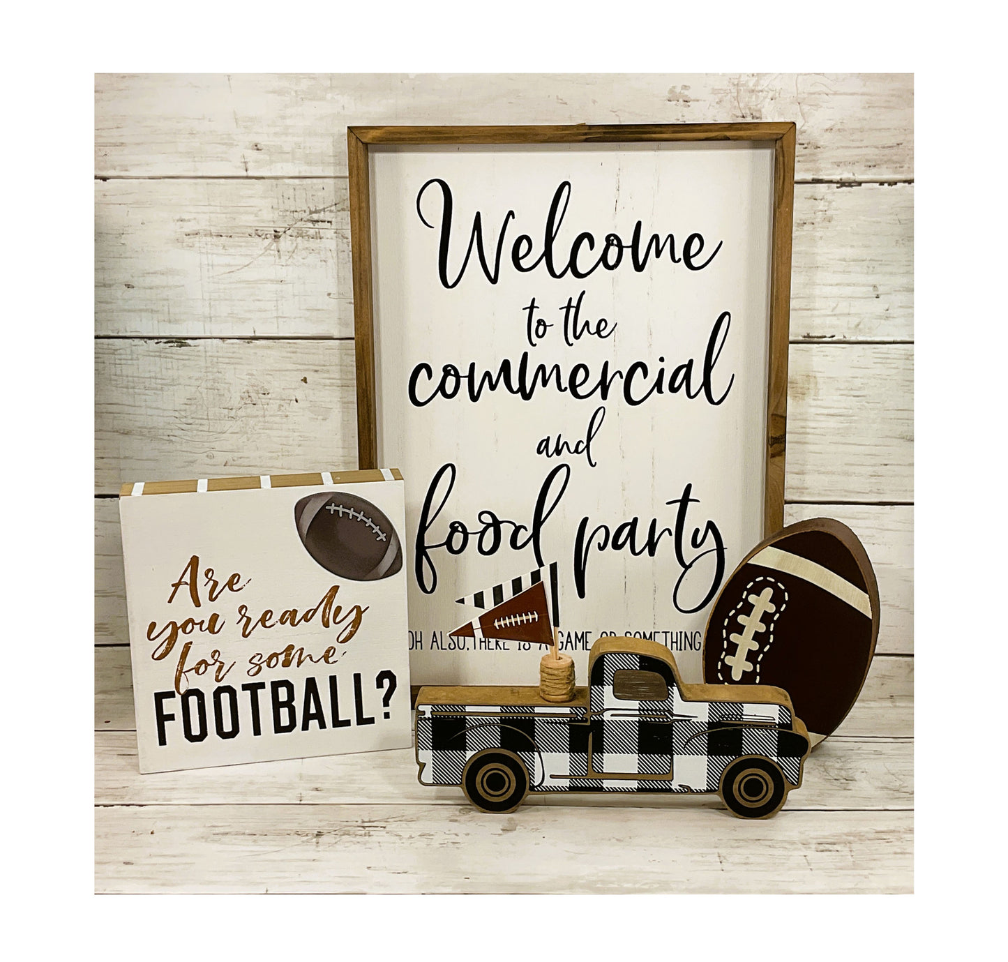 AGD Fall Decor - Truck Football Superbowl Party Theme  Decor 4pc