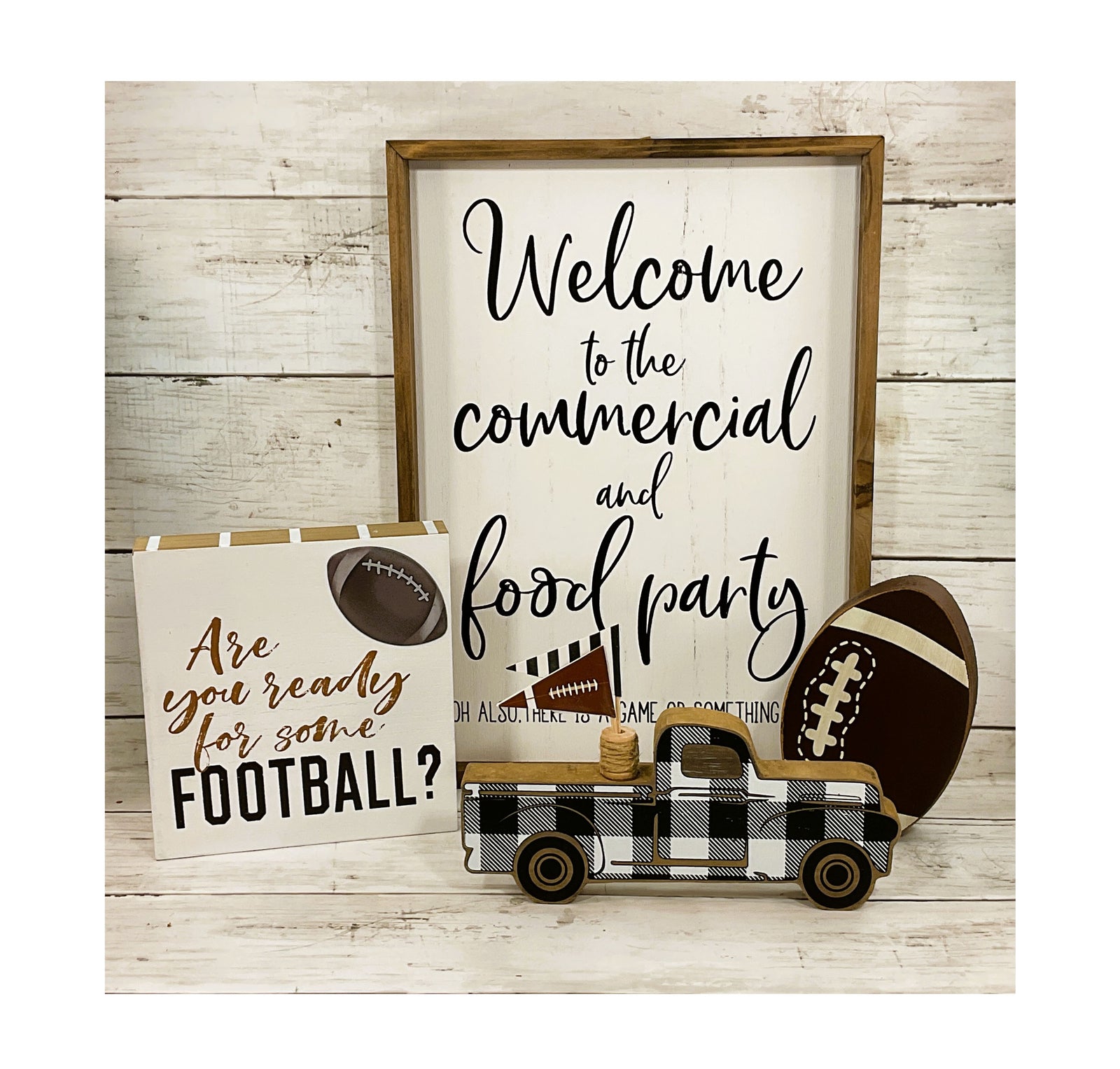 AGD Fall Decor - Truck Football Superbowl Party Theme  Decor 4pc