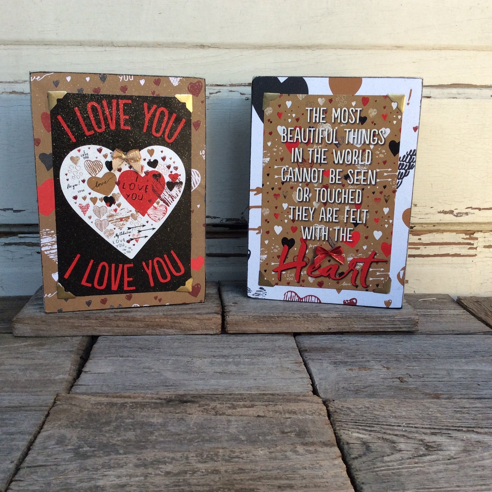AGD Valentines Decor - I Love You Felt With The Heart Box Signs 2pc
