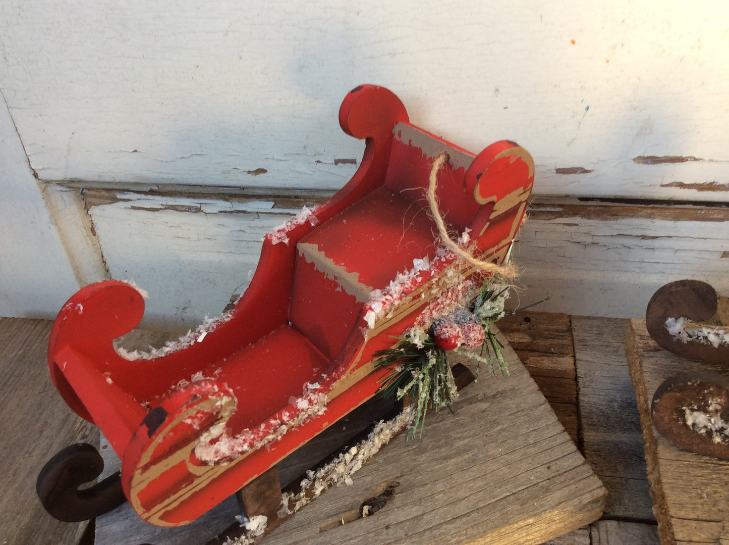 Gerson Christmas Decor - Prim Wood Sleds Sleigh 3pc Set