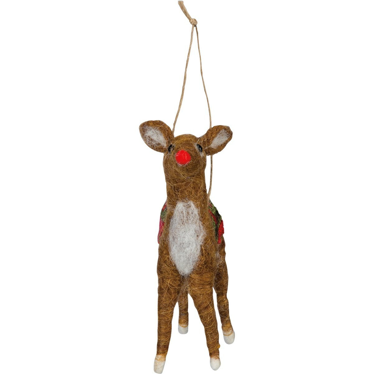 PBK Christmas Decor - Felt Rudolph Reindeer with Red Nose Ornament