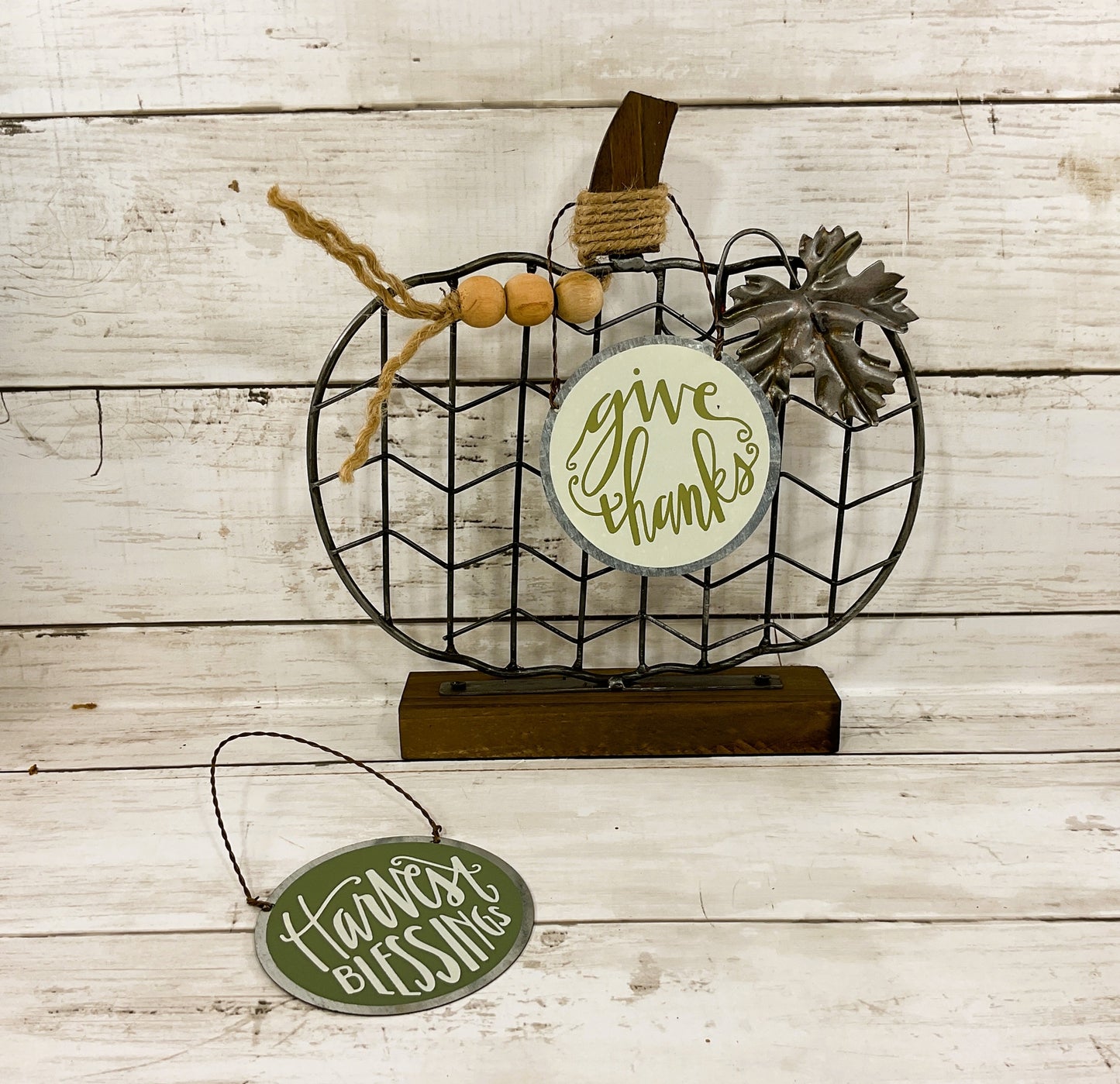 PBK Fall Decor - Metal Wire Pumpkin with Beads