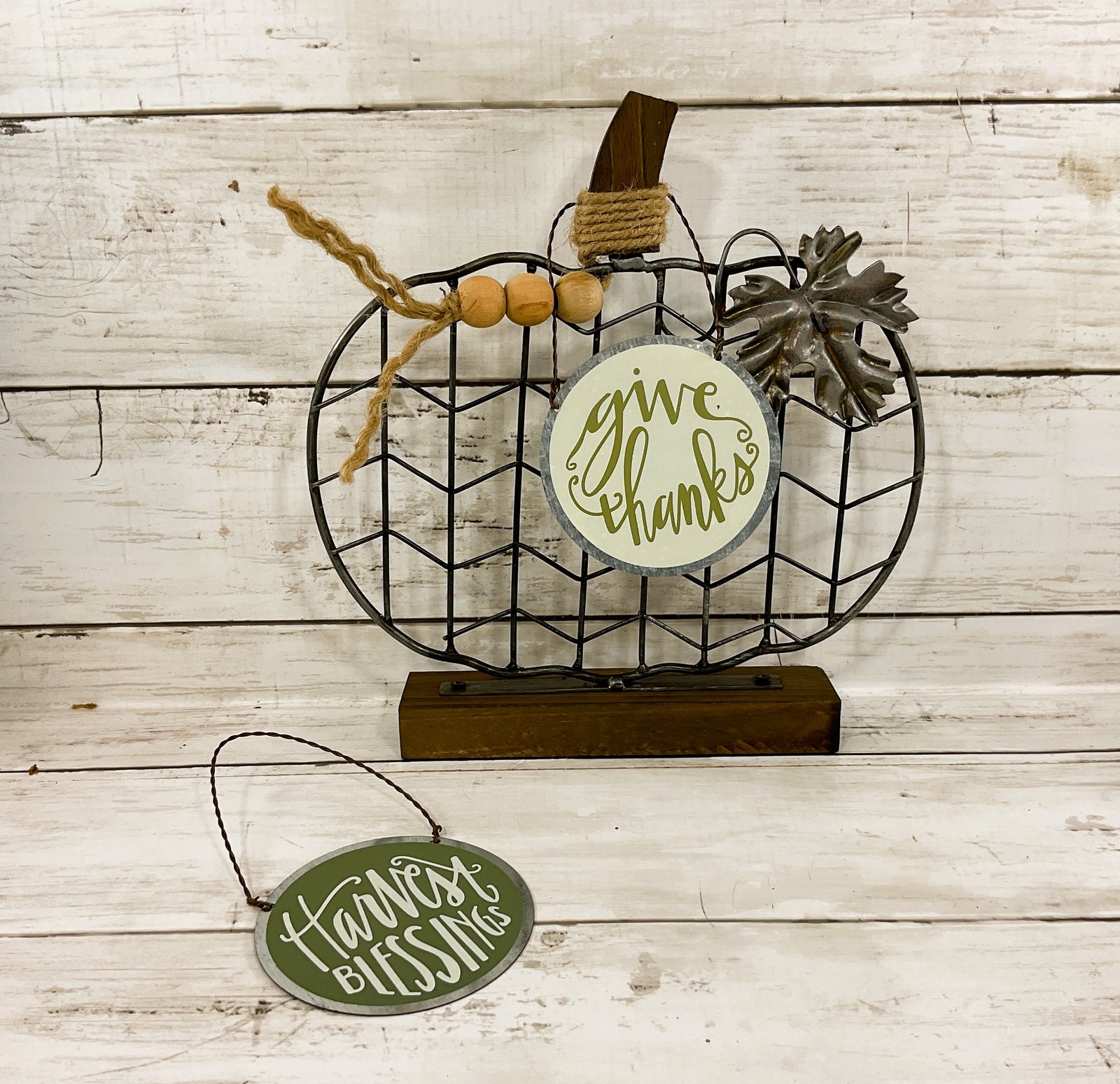 PBK Fall Decor - Metal Wire Pumpkin with Beads