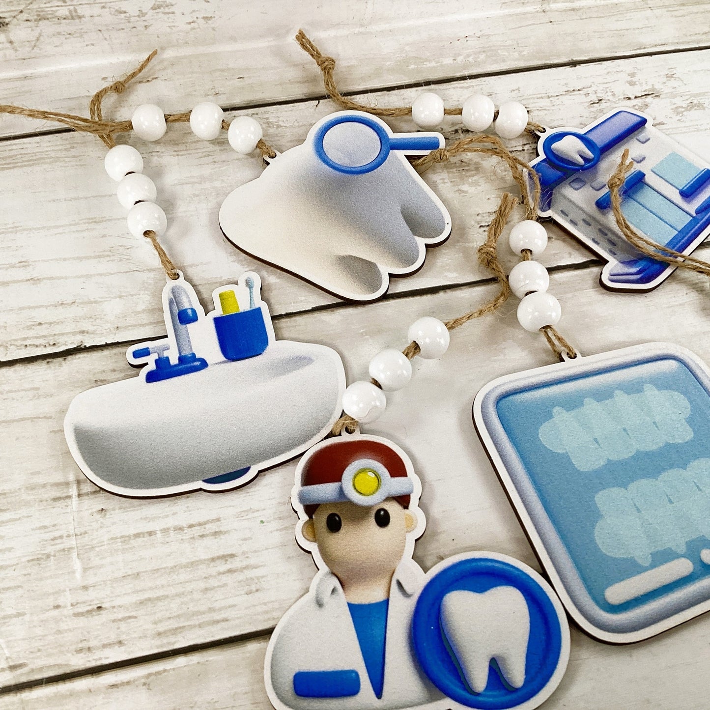 Christmas Decor Dentist Ornaments,  Dental Theme 6pc Set