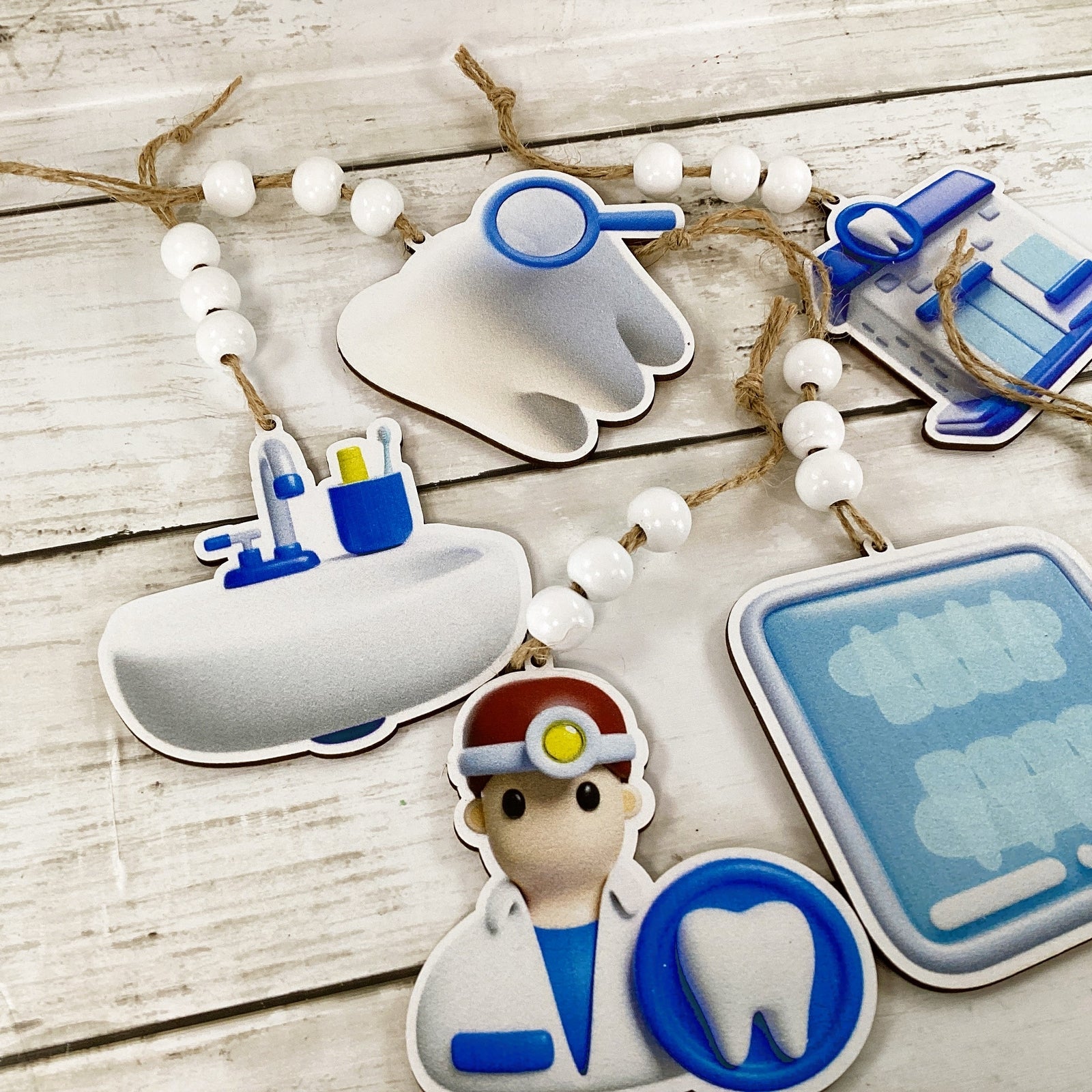 Christmas Decor Dentist Ornaments,  Dental Theme 6pc Set