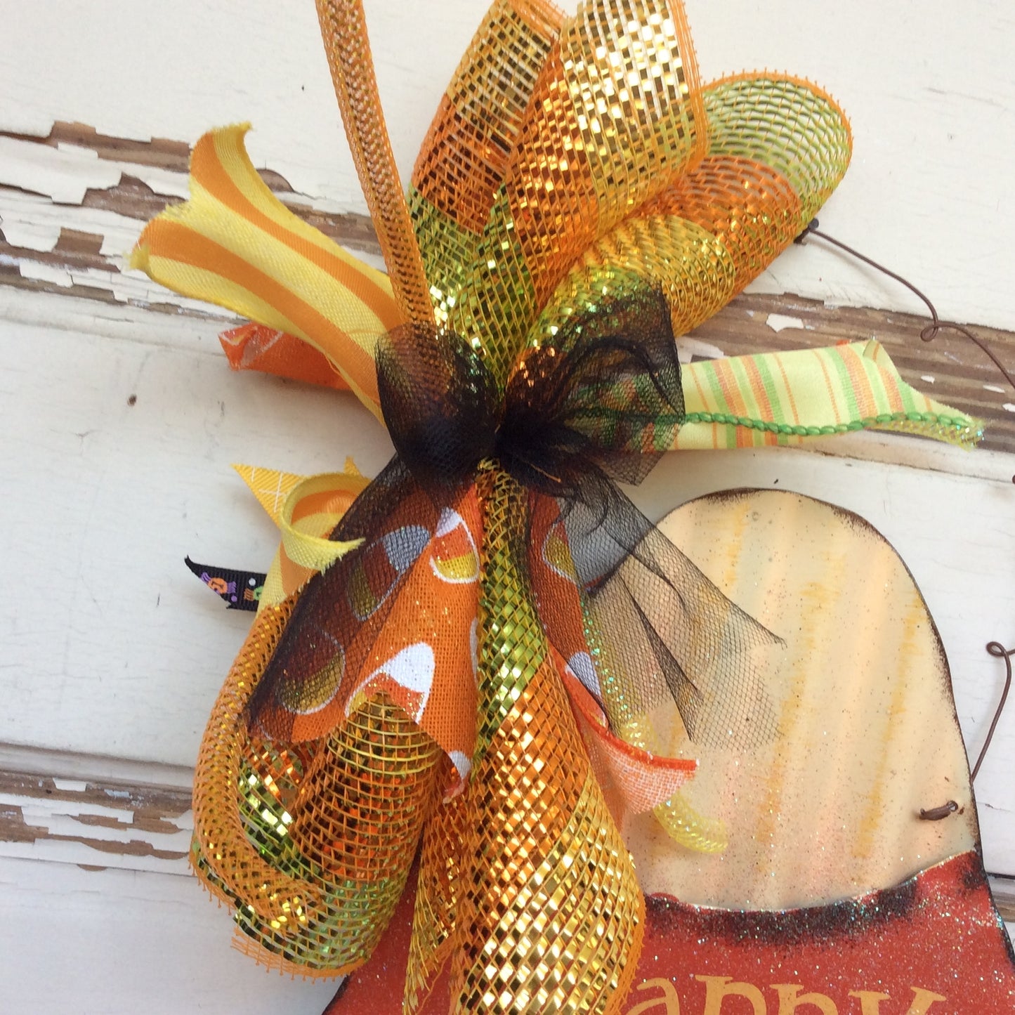 AGD Halloween Decor - Corrugated Tin Metal Candy Corn Door Sign