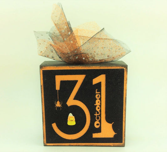 AG Designs Halloween Decor -  Box Sitter Orange October 31st #515/19