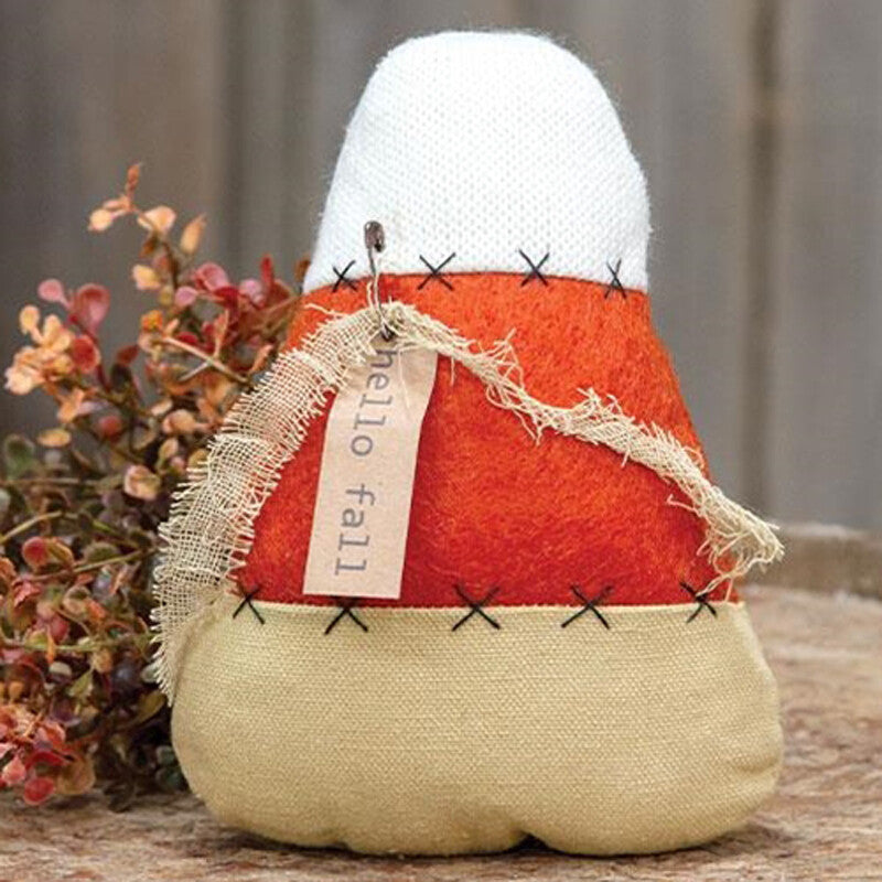 CWI Halloween Decor - Prim Hello Fall Fabric Felt Stuffed Candy Corn