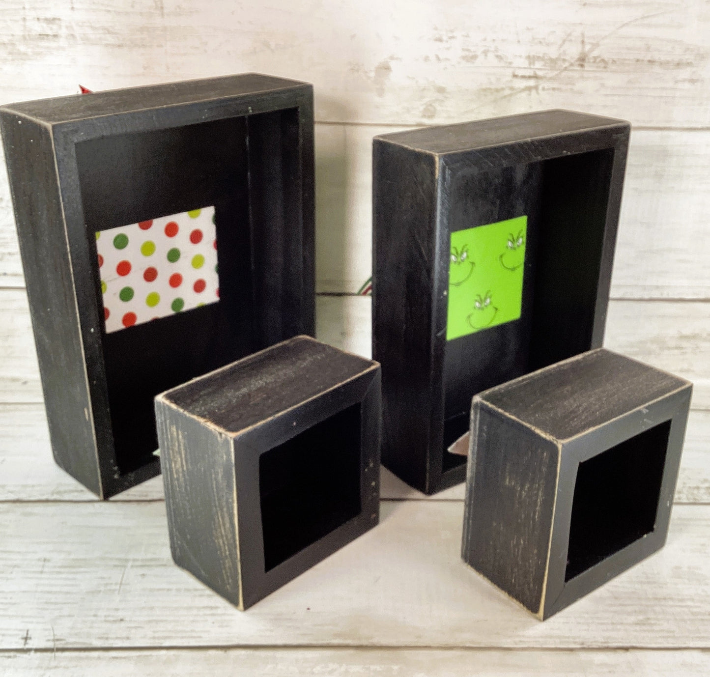 AGD Christmas Decor - Whimsy Green Monster Wood Gift Box Signs 2pc