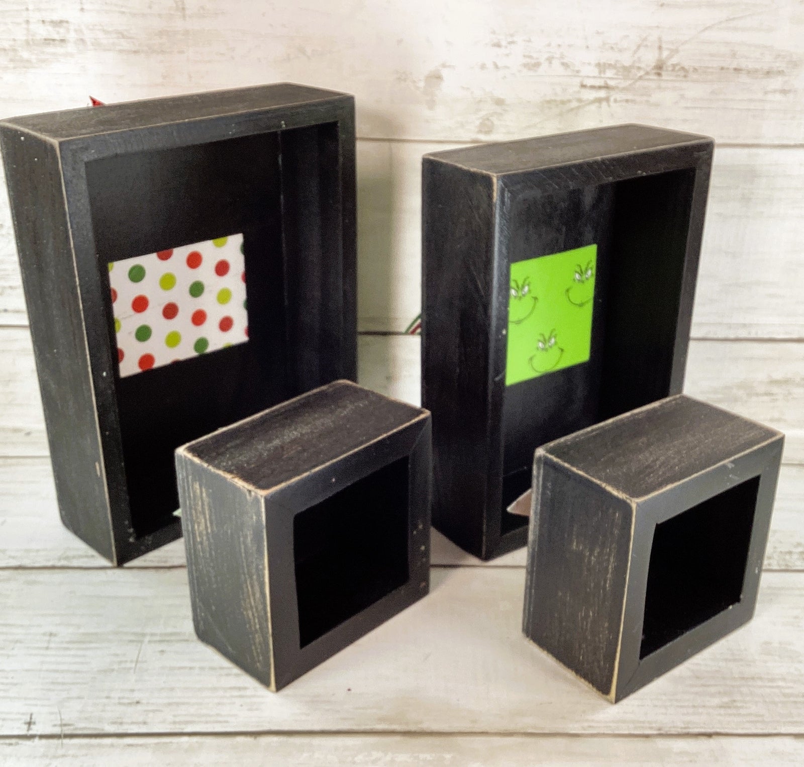 AGD Christmas Decor - Whimsy Green Monster Wood Gift Box Signs 2pc