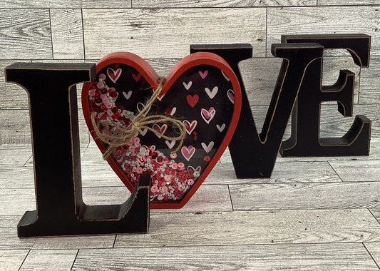 AGD  Valentine Decor - Heart Shaker Love Word Tabletop Display
