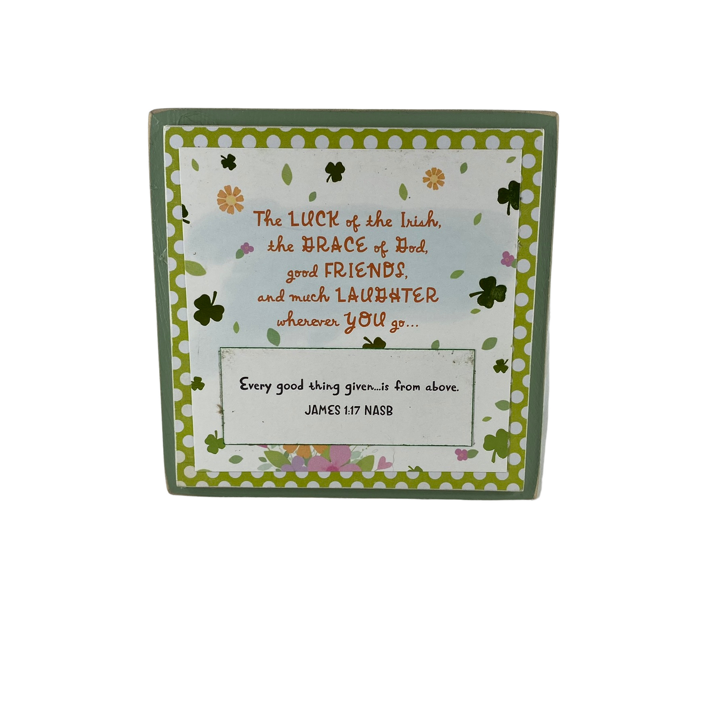 AGD St Patricks Decor - James 1:17 Make A Wish Box Sign