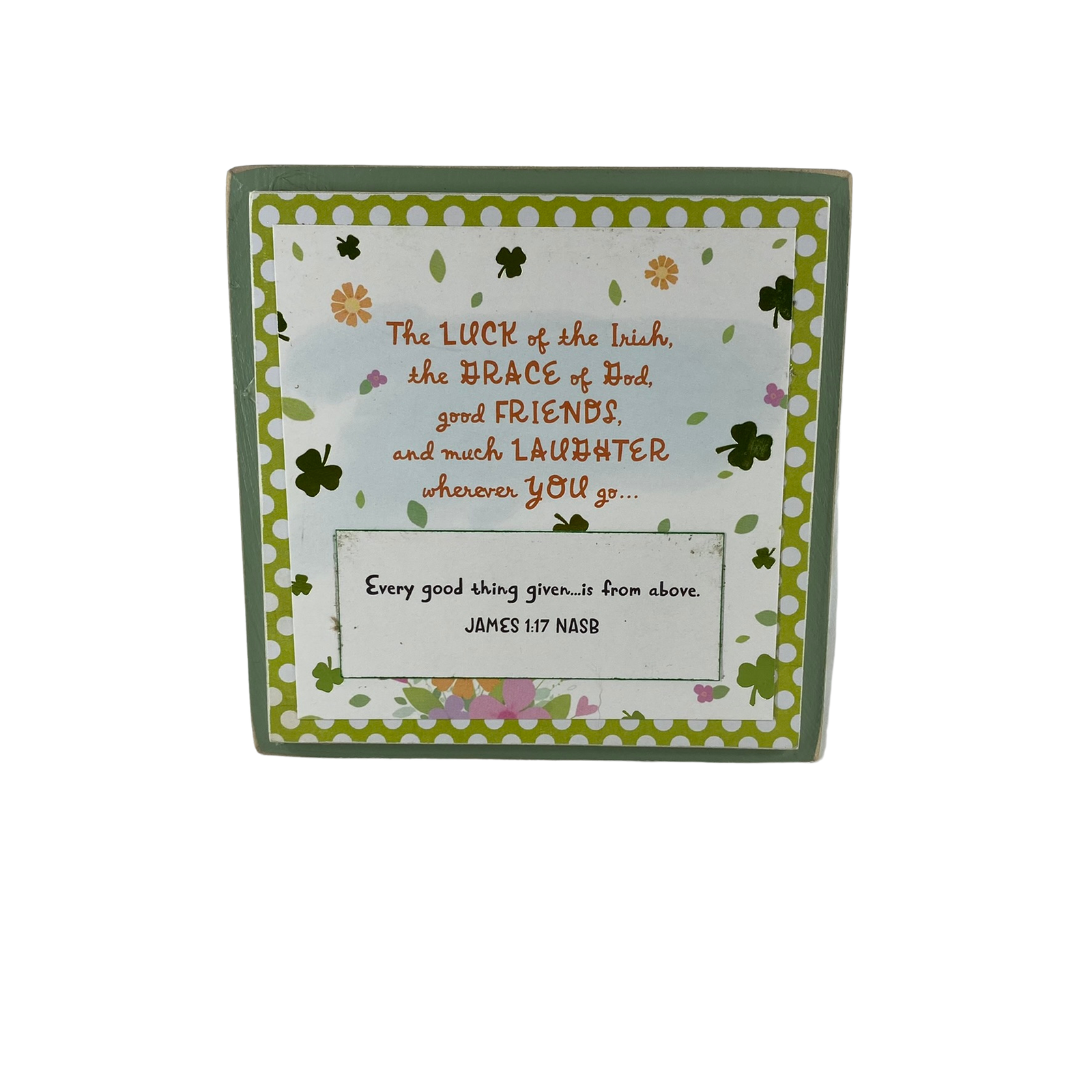 AGD St Patricks Decor - James 1:17 Make A Wish Box Sign