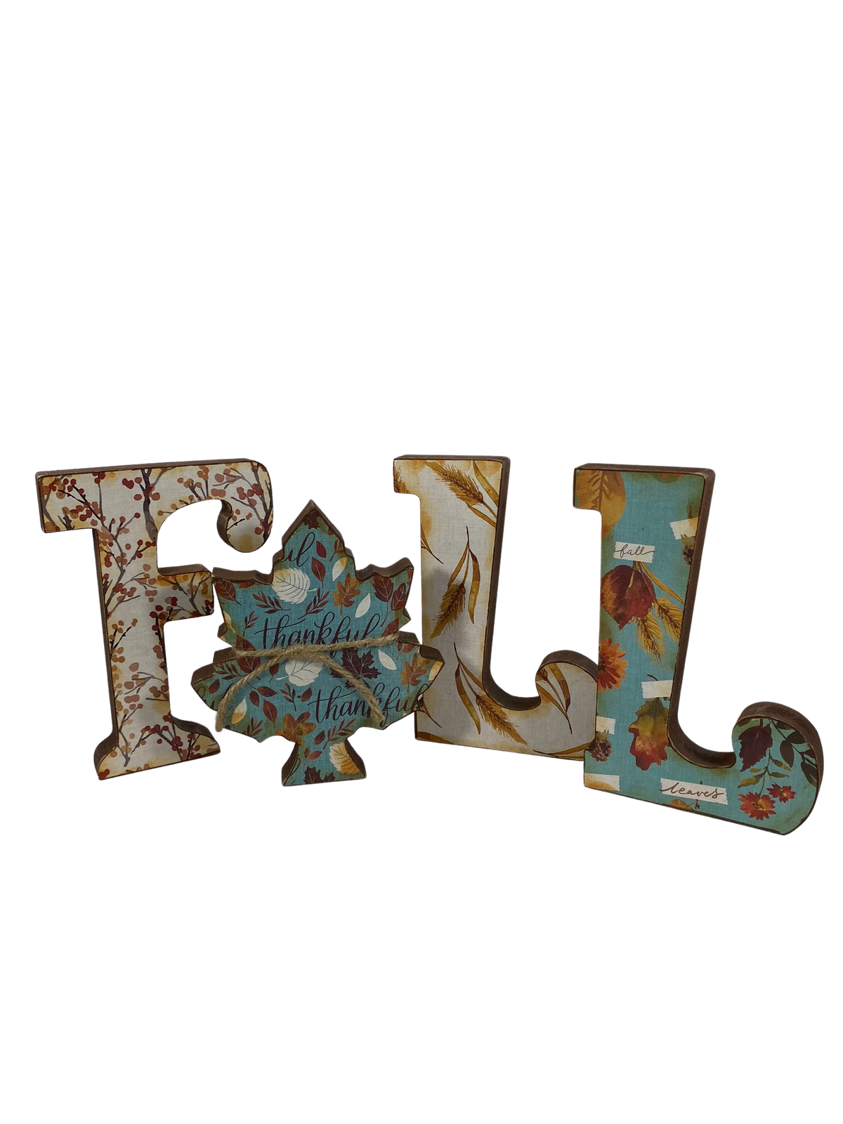 AGD Fall Decor - F A L L Leaf Chunky Letters Tabletop Sign