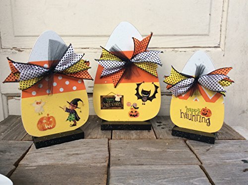 AGD Halloween Decor - LG Candy Corn Cute Witch 3pc Set