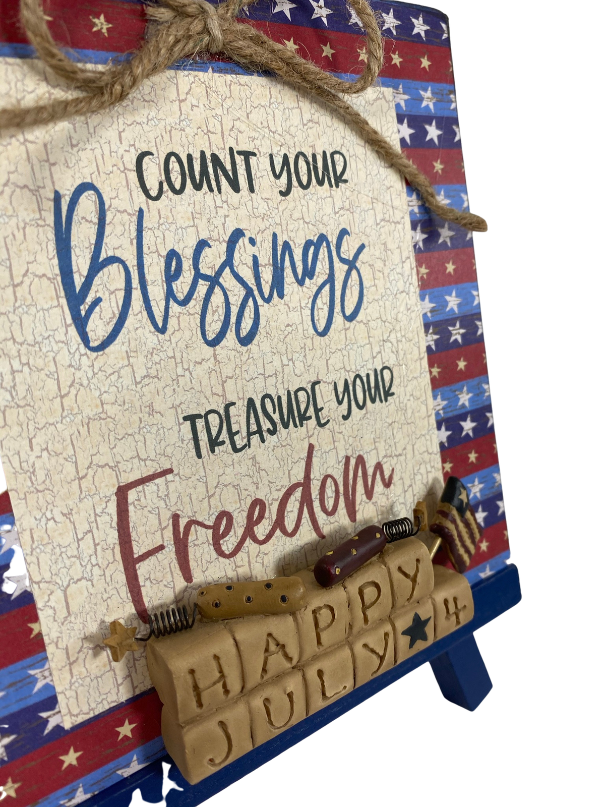 AGD Patriotic Decor - Count Blessings Treasure Freedom Easel Display