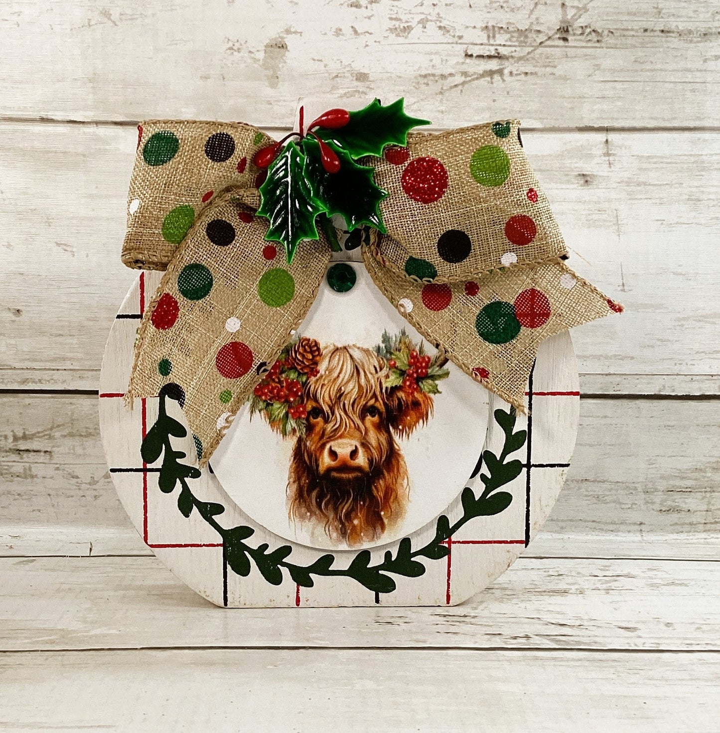 AGD Christmas Decor - Highland Cow Wood Chunky Wood Bulb Sitter 3pc